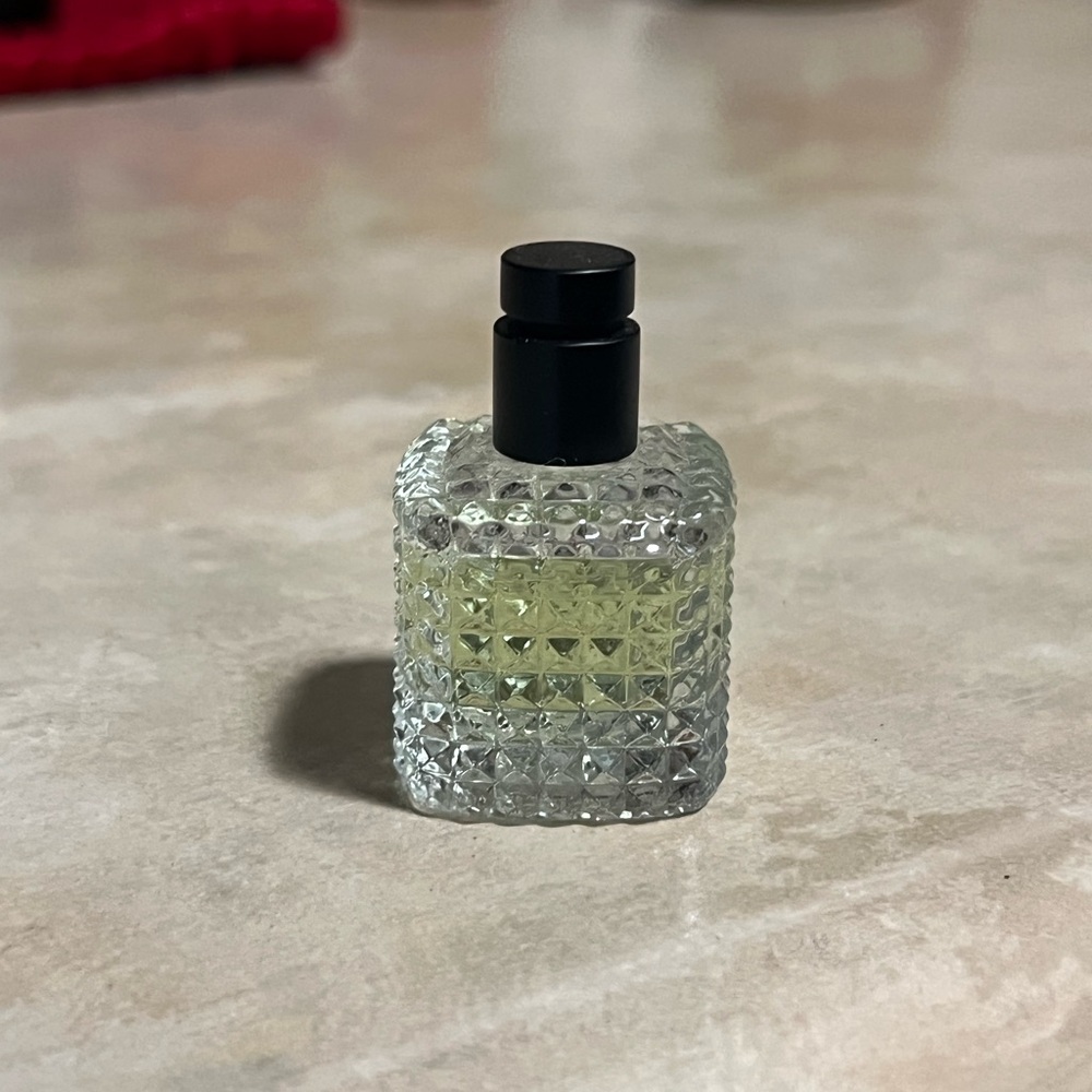 Valentino Clear Textured Glass Bottle with Black Cap